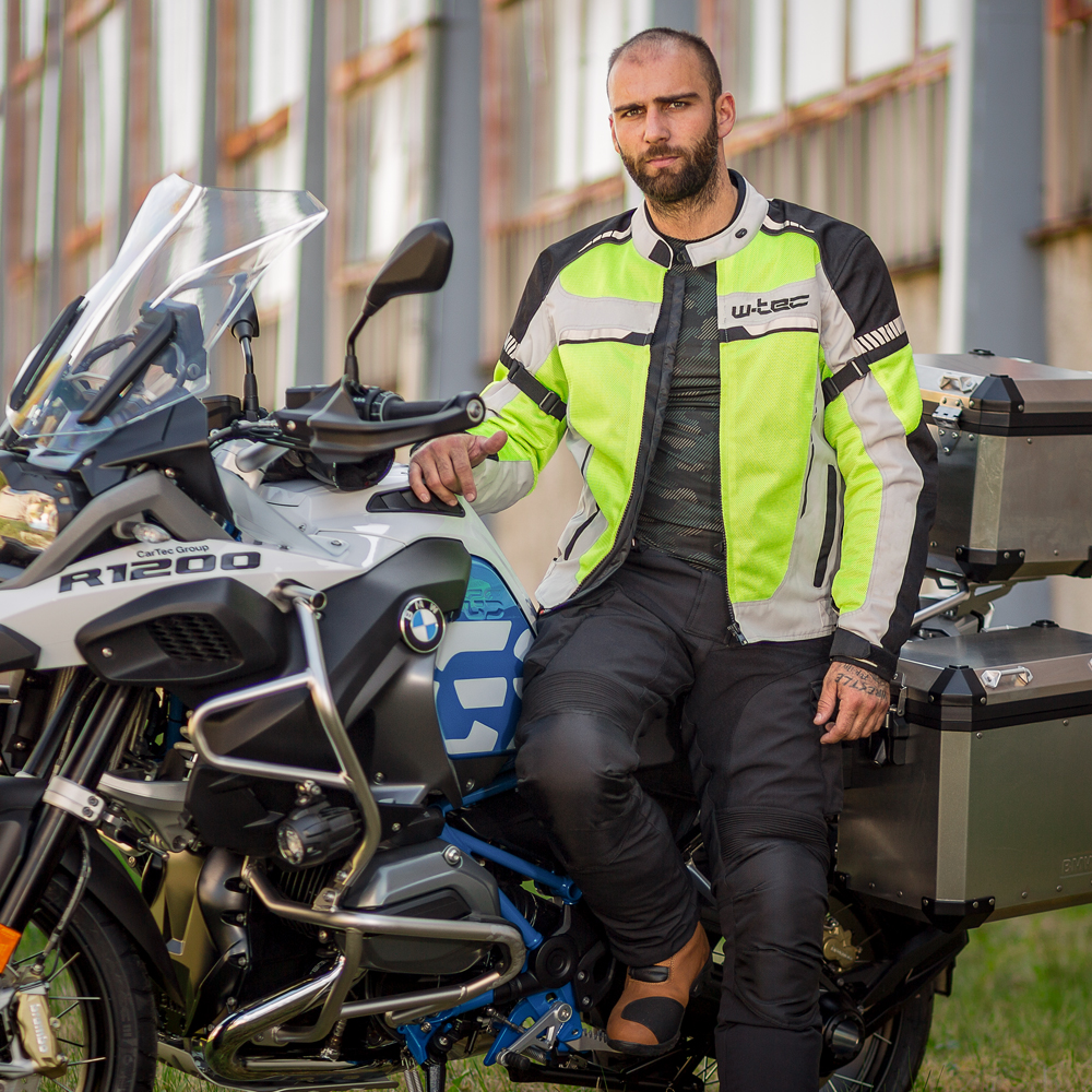 Pánská letní moto bunda W-TEC Saigair - Fluo Yellow-Gray