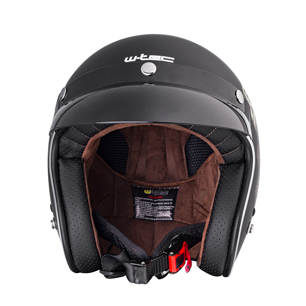 Moto přilba W-TEC Black Heart Kustom - Skull Horn, matně černá