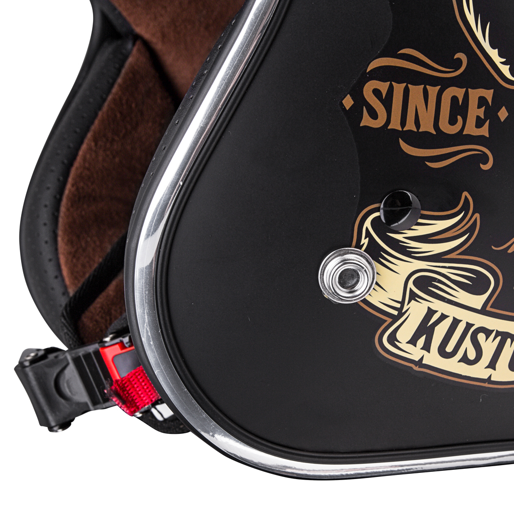 Moto přilba W-TEC Black Heart Kustom - Skull Horn, matně černá
