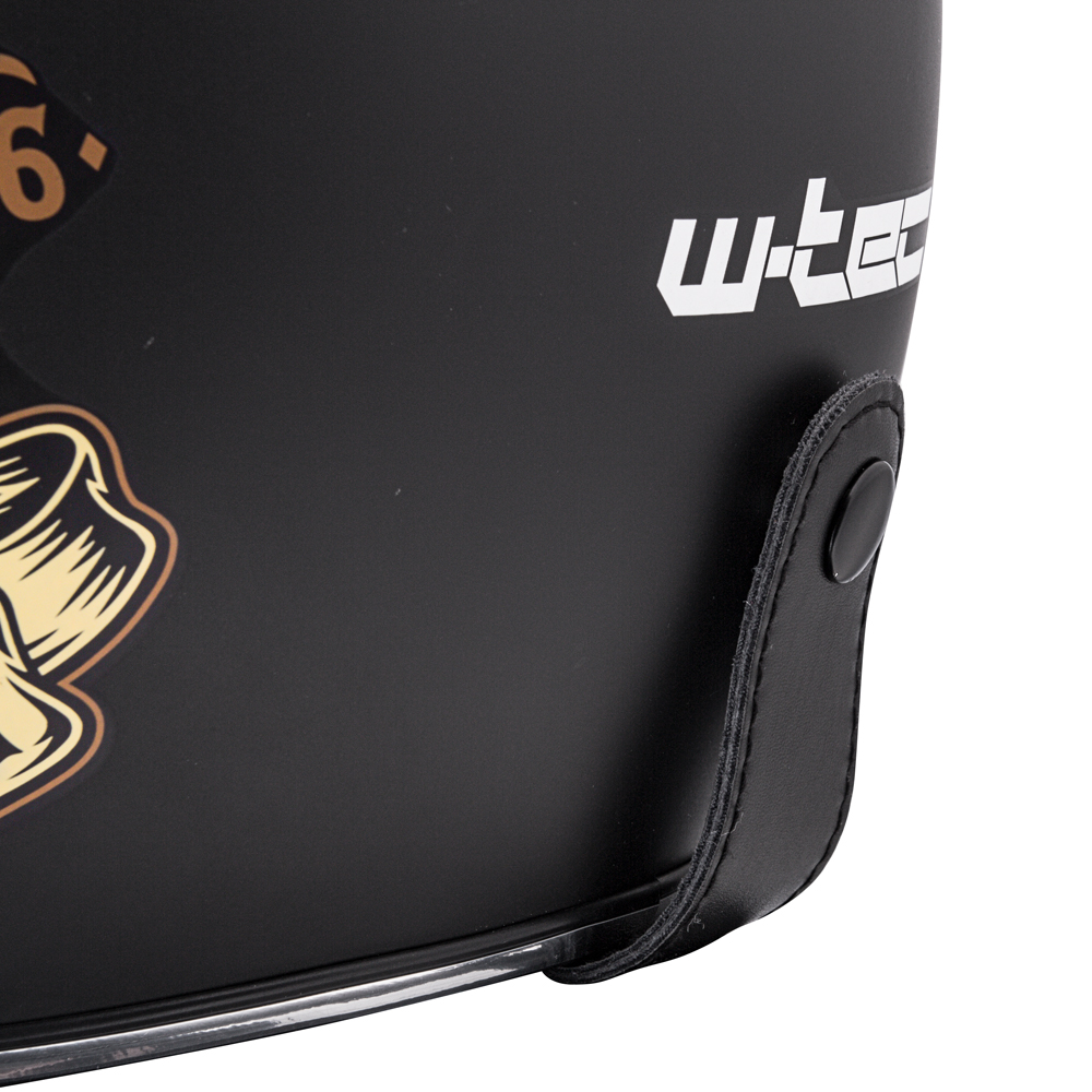 Moto přilba W-TEC Black Heart Kustom - Skull Horn, matně černá