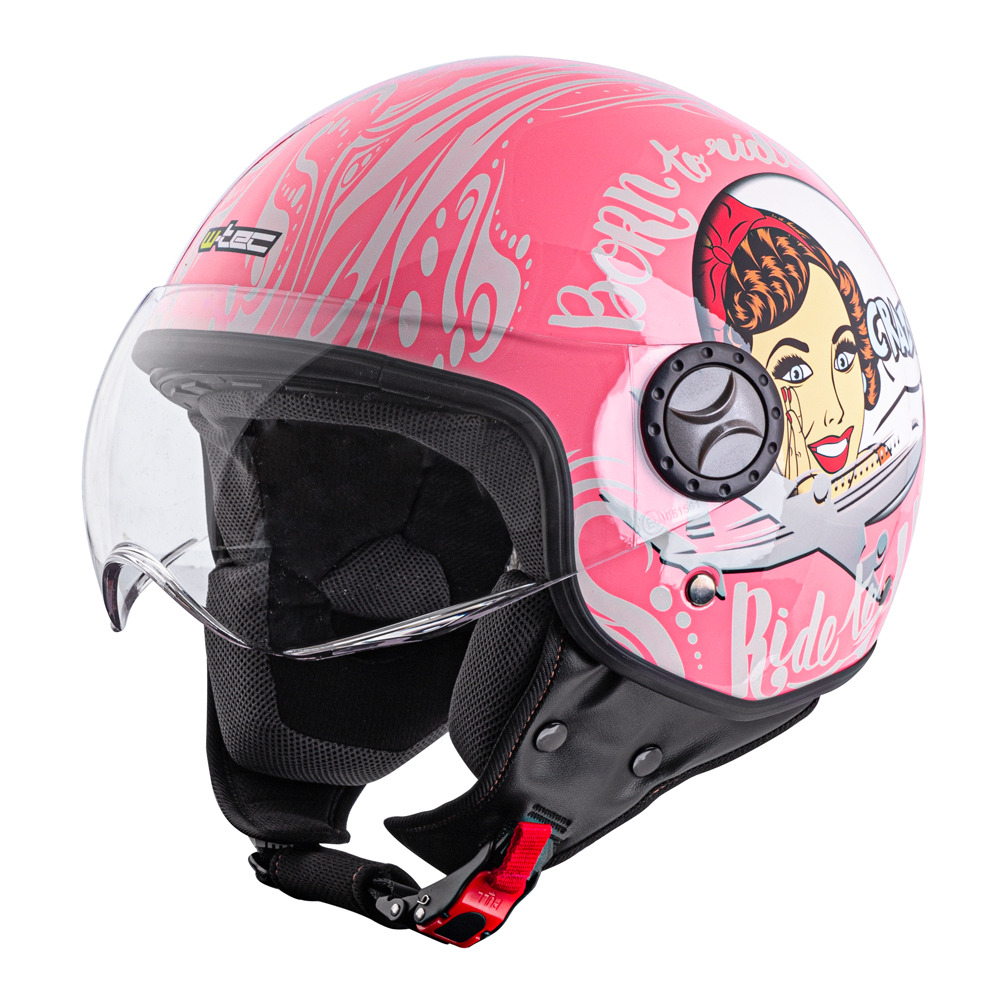 Helma na skútr W-TEC FS-701PG Pink Life - růžovo-bílá