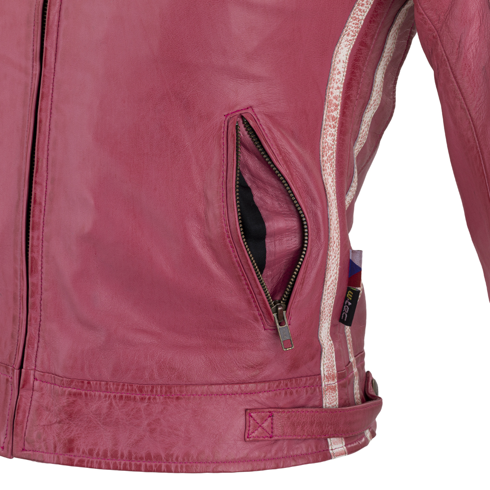 Dámská kožená moto bunda W-TEC Sheawen Lady Pink - růžová
