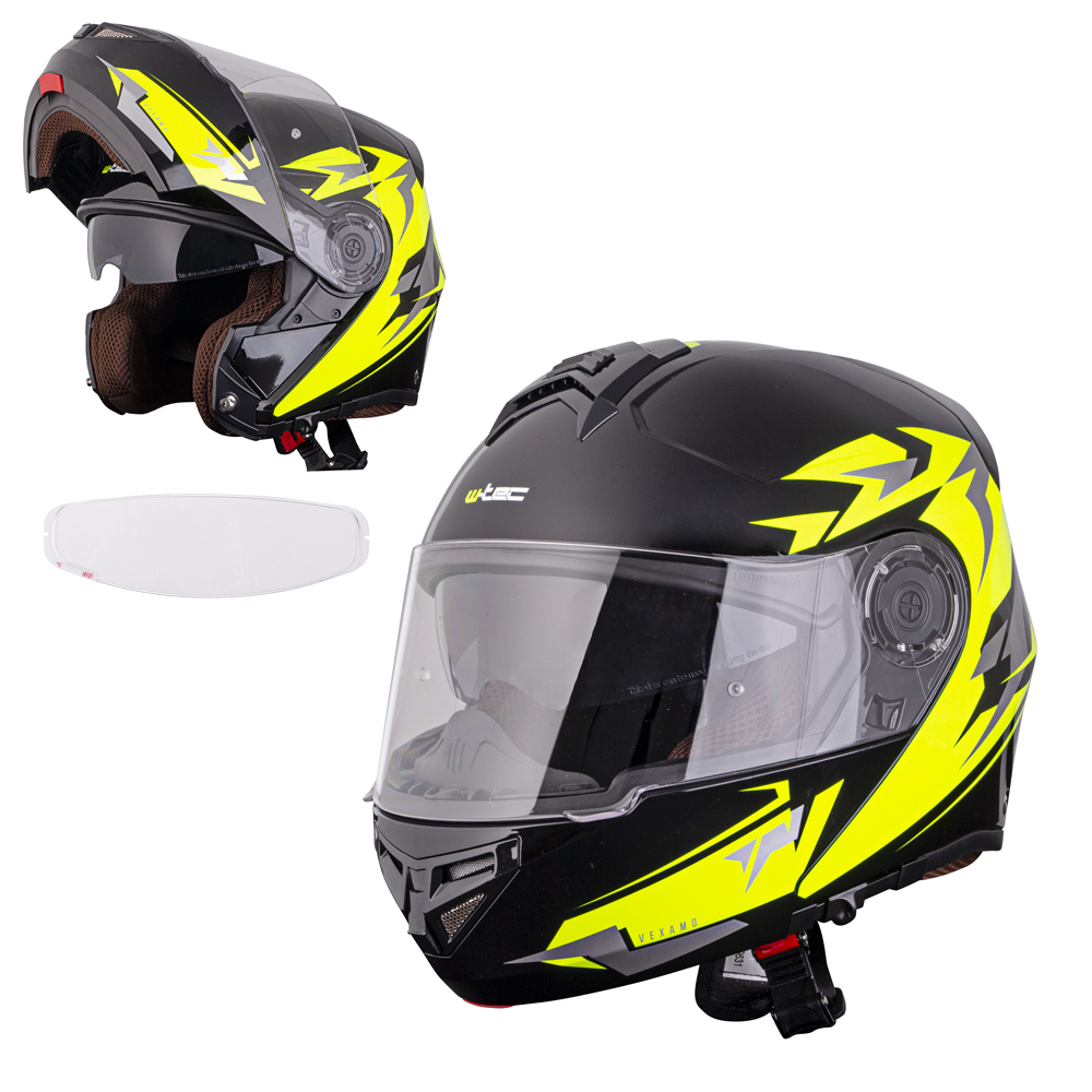 Výklopná prilba W-TEC Vexamo PP Graphic s Pinlockom - White Graphic - Black Graphic