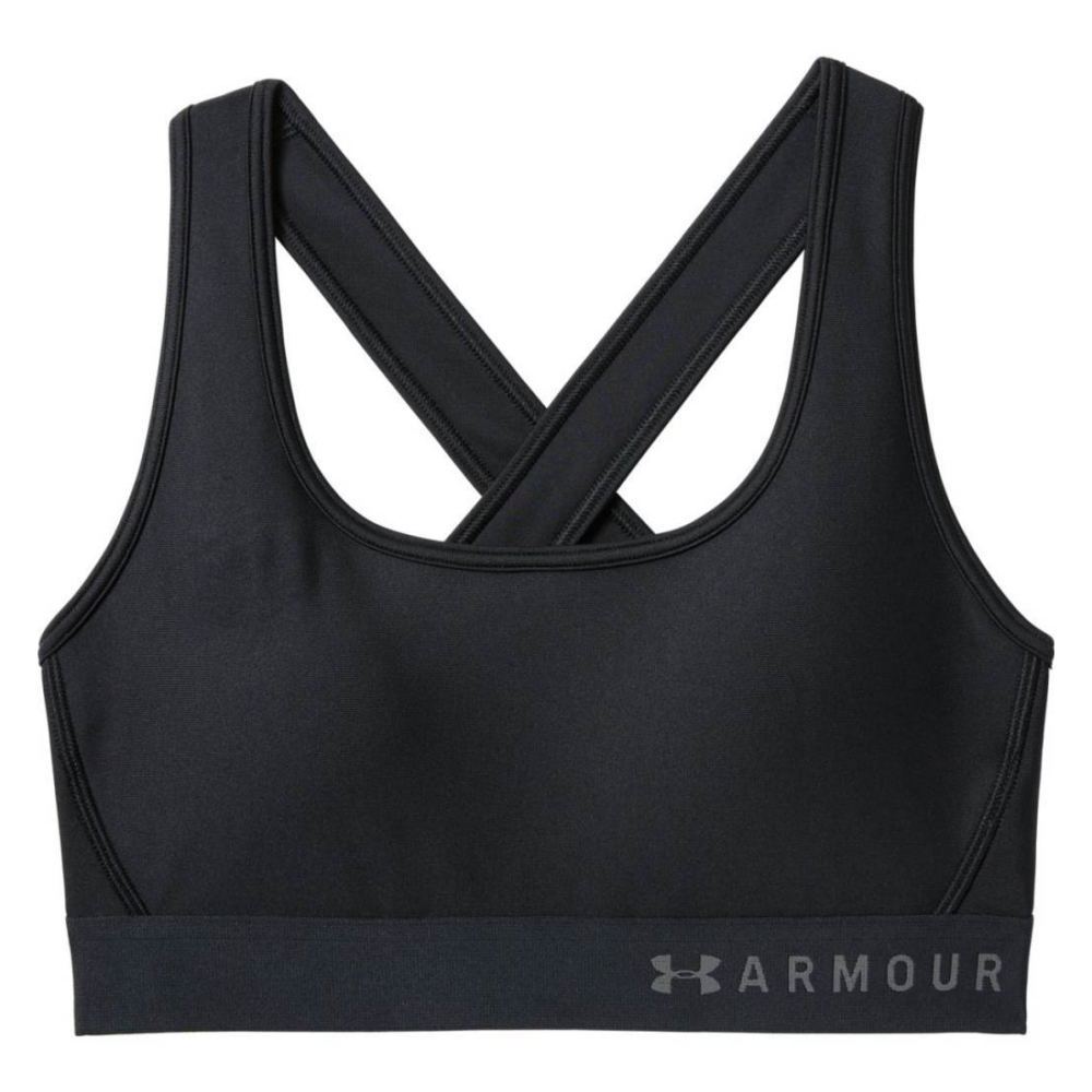 Dámska športová podprsenka Under Armour Mid Crossback - BLACK / BLACK / GRAPHITE