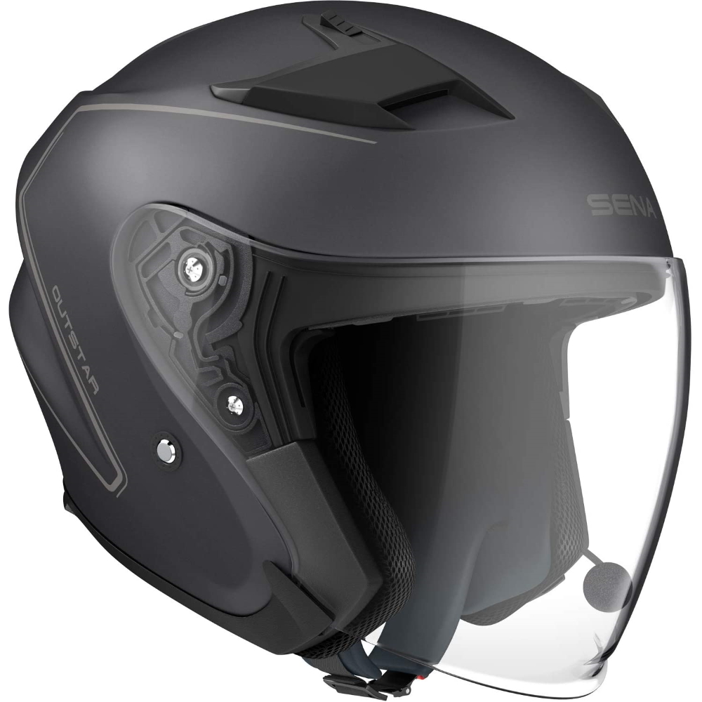 Moto přilba SENA Outstar s integrovaným headsetem - matně černá - matně černá
