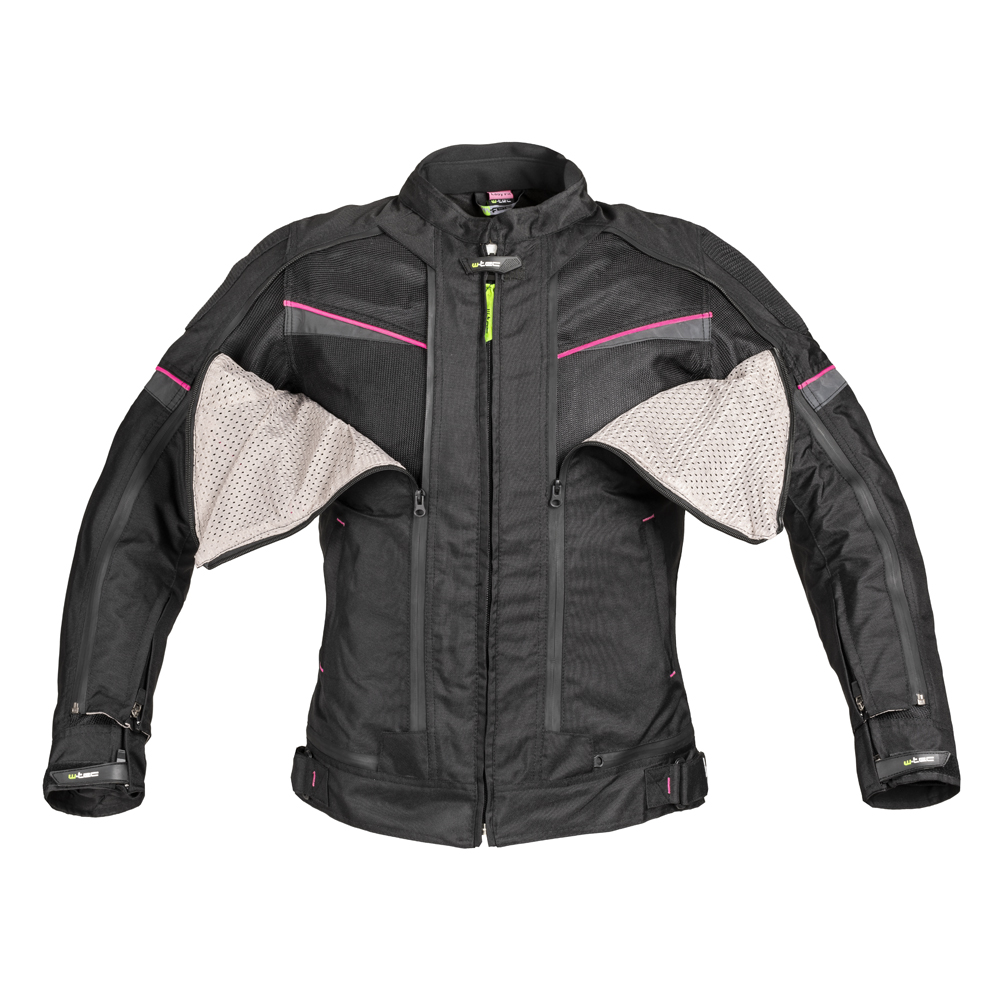 Dámská moto bunda W-TEC Progair Lady - černo-růžová