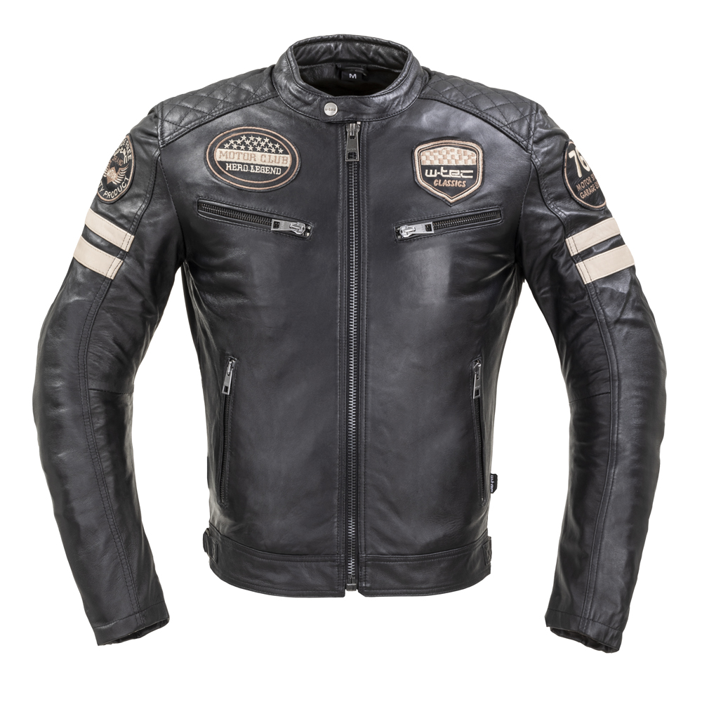 Motoros bőrdzseki W-TEC Milano - fekete
