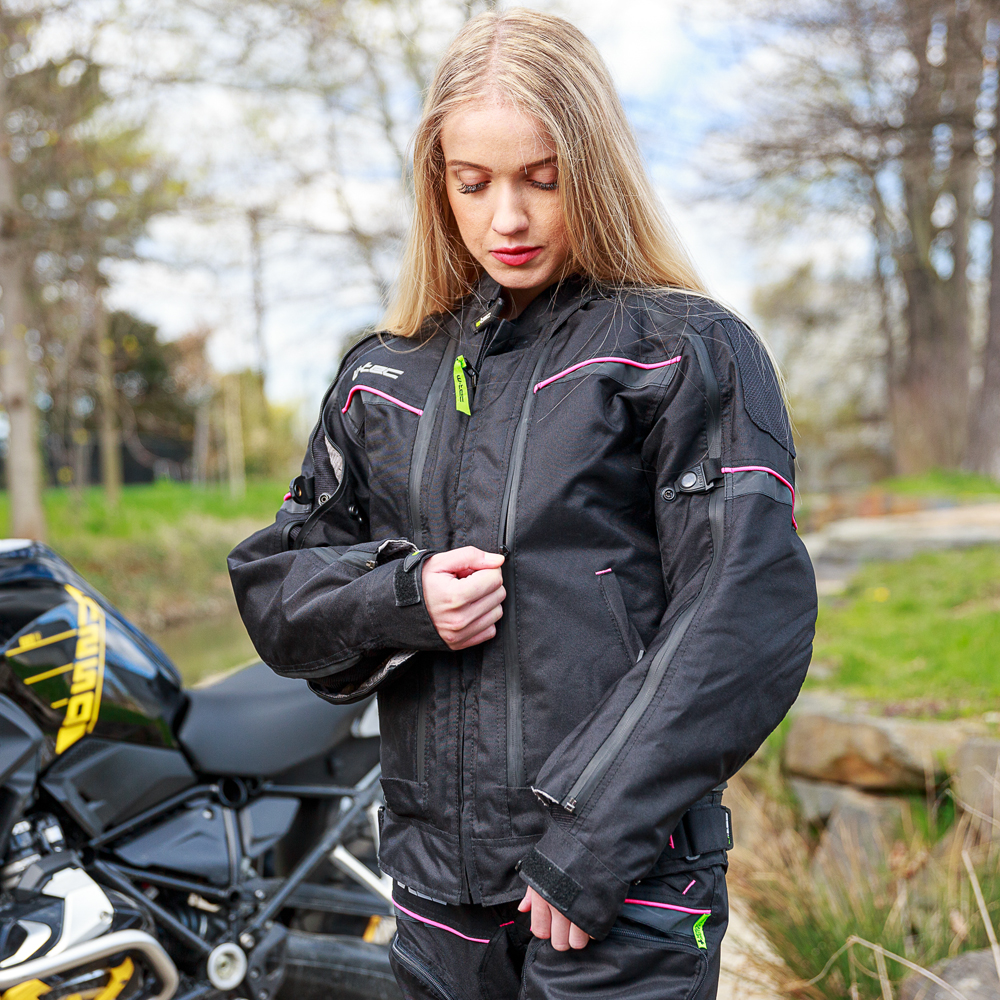 Dámská moto bunda W-TEC Progair Lady - černo-růžová