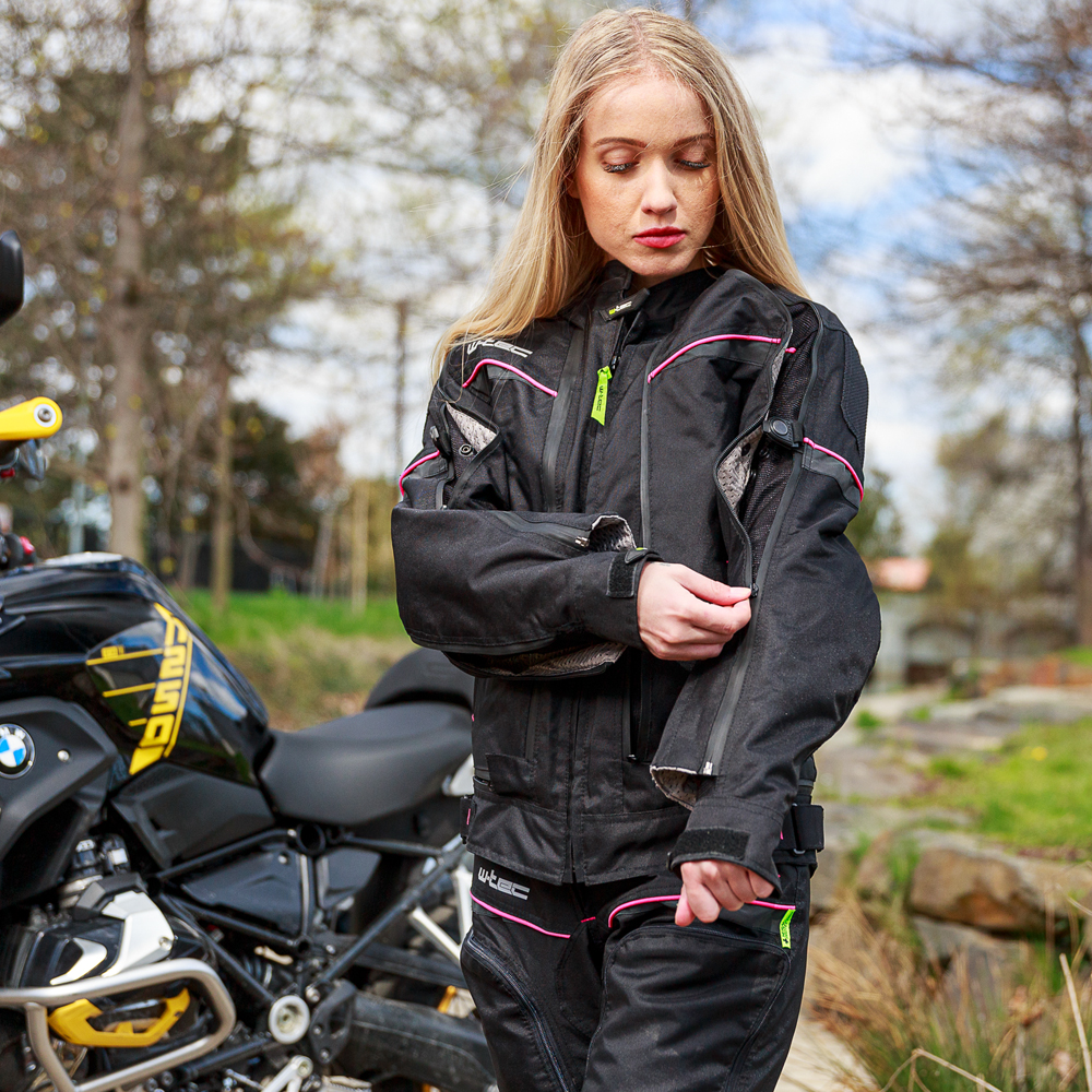 Dámská moto bunda W-TEC Progair Lady - černo-růžová