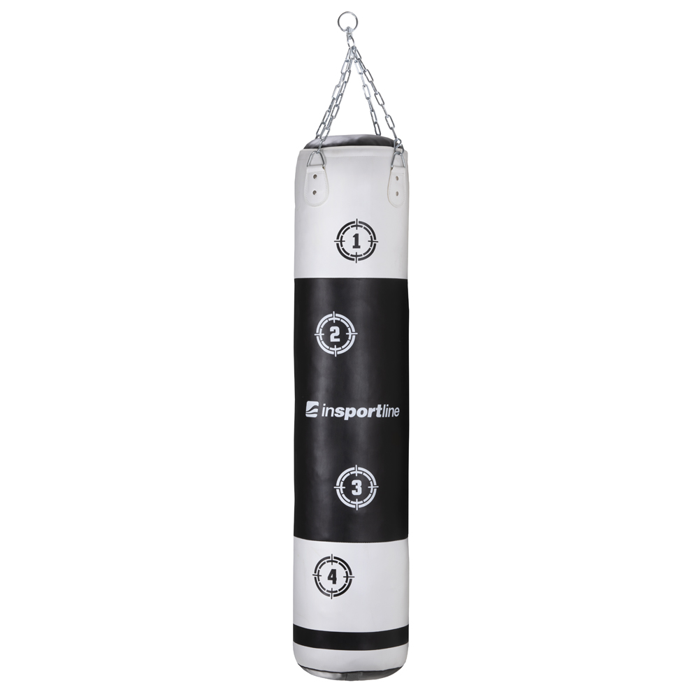 Boxovací vak inSPORTline Robkin 150x35 cm - 2. akosť - čierno-biela