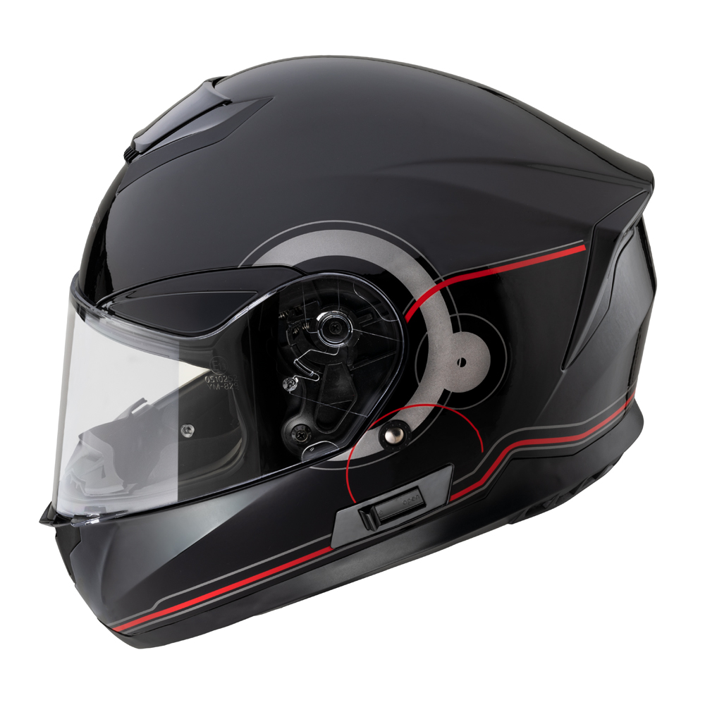 Moto prilba W-TEC Yorkroad Fusion - Black Grey Red Glossy