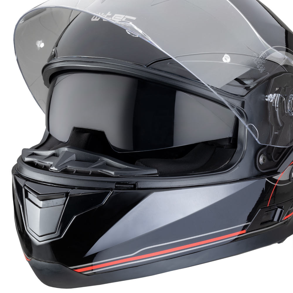 Moto prilba W-TEC Yorkroad Fusion - Black Grey Red Glossy