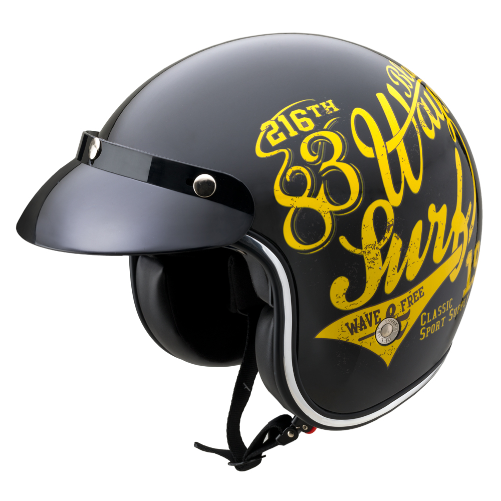 Moto přilba W-TEC Café Racer - Big Star - 3Ways Surf Yellow