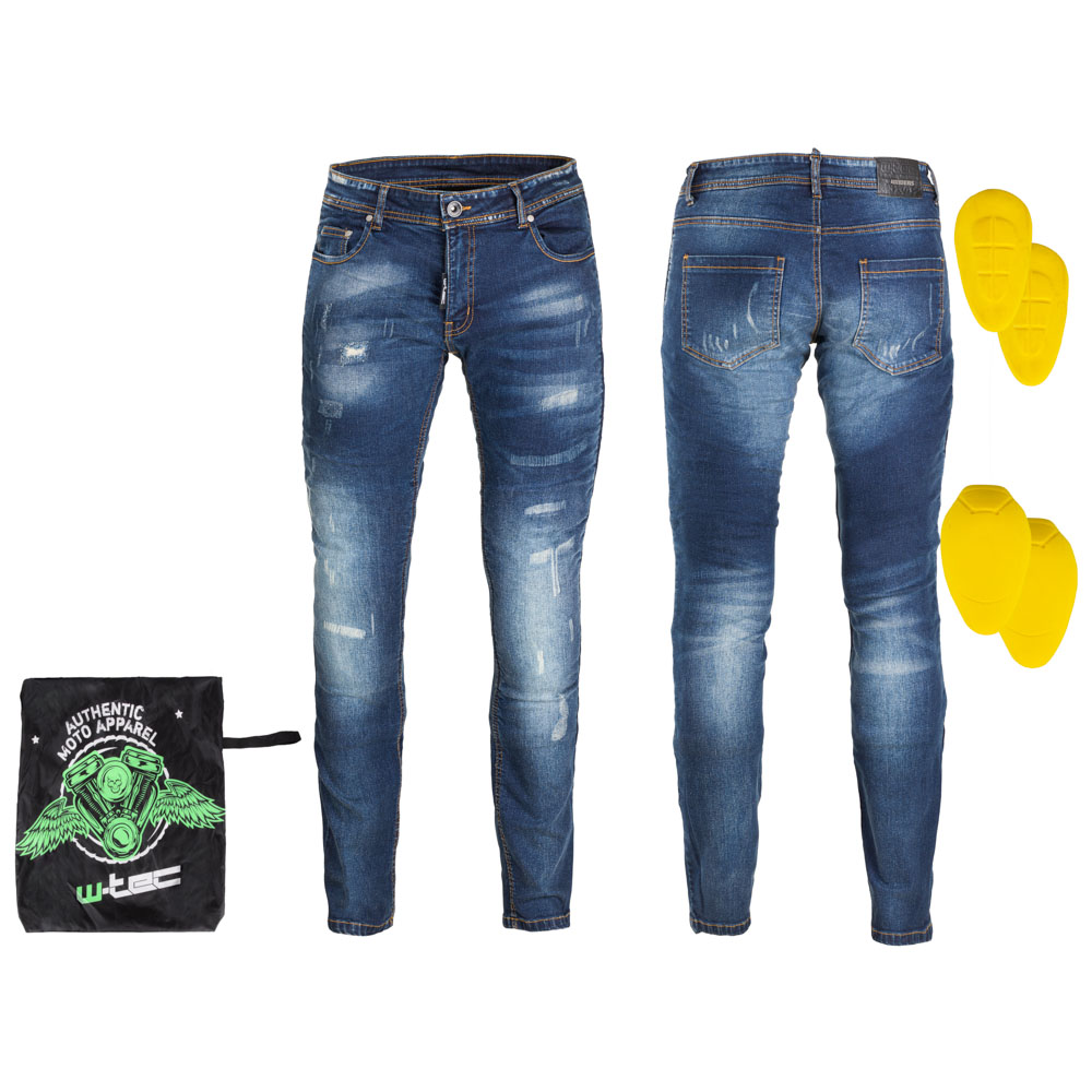 Pánské moto jeansy W-TEC Feeldy - modrá - modrá
