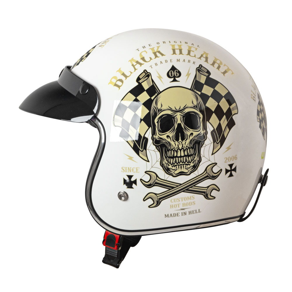 Moto přilba W-TEC Black Heart Kustom - Skull Horn, matně černá