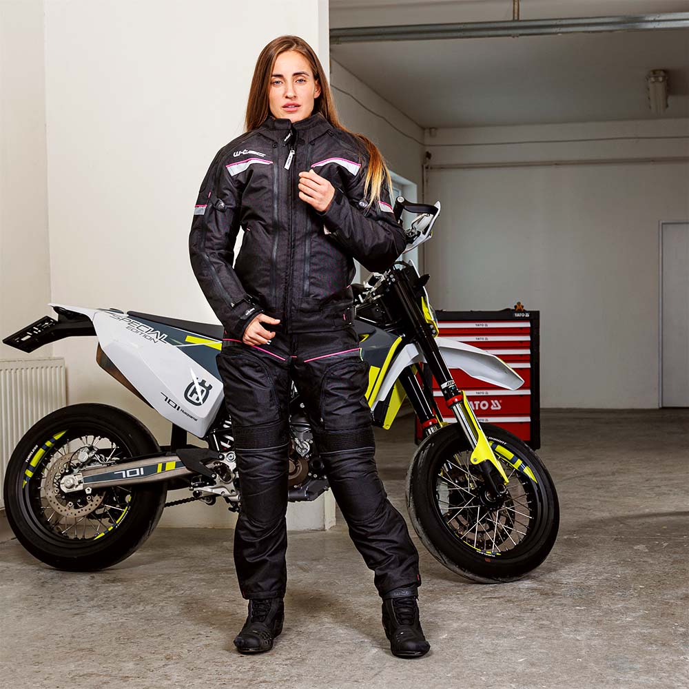 Dámská moto bunda W-TEC Progair Lady - černo-růžová