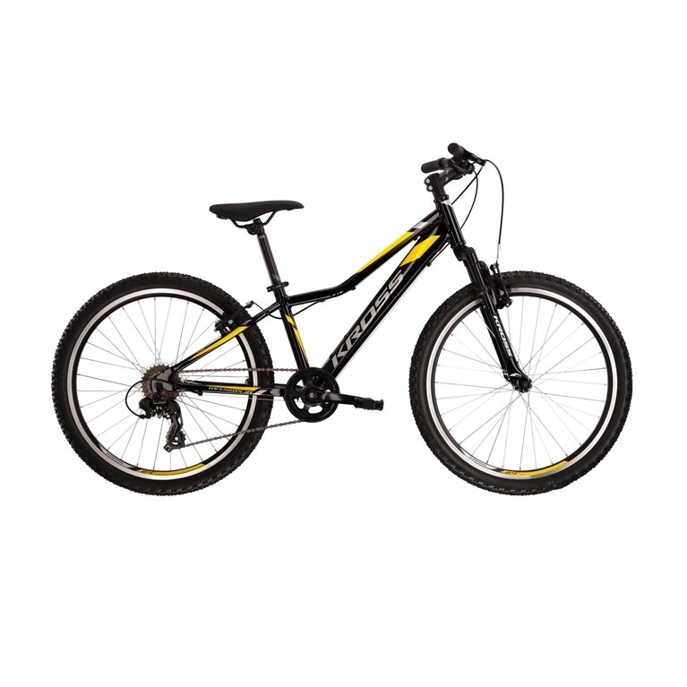 Juniorský bicykel Kross Hexagon JR 1.0 24" - model 2022 - čierna/strieborná/žltá