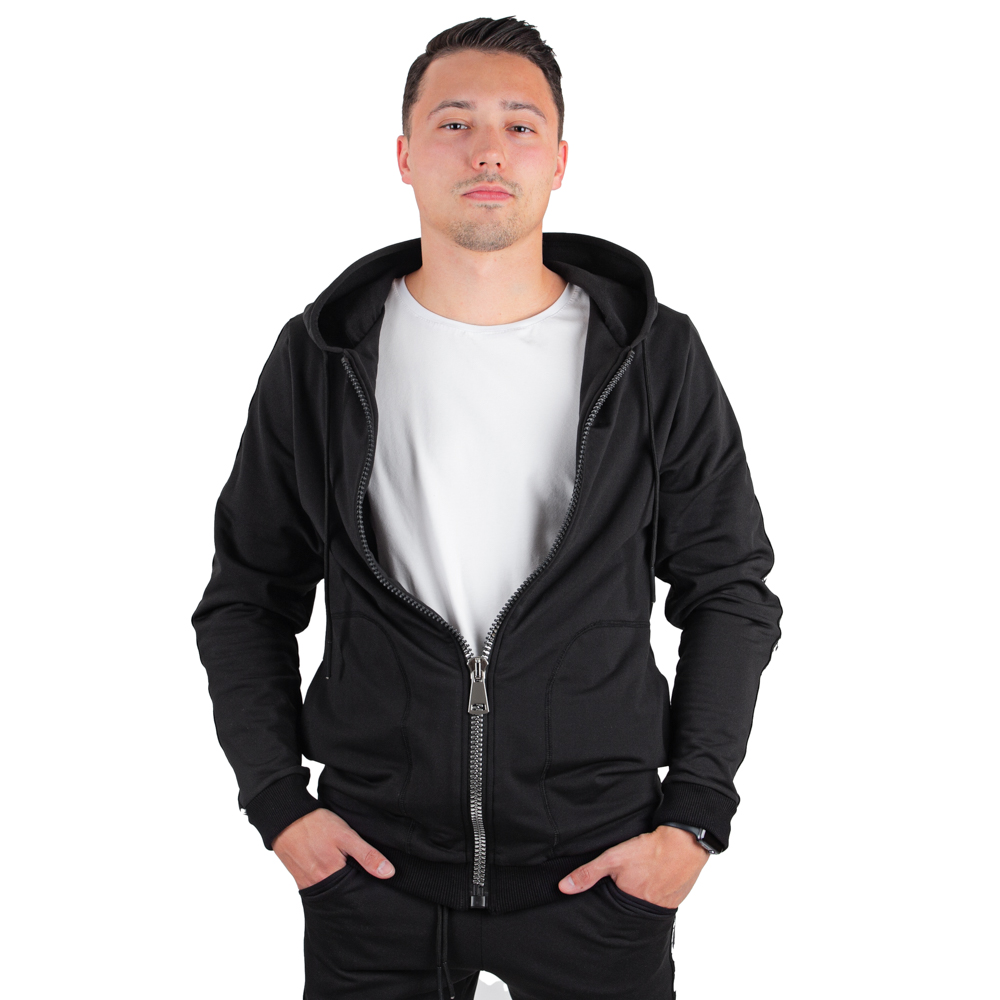 Pánská tepláková bunda inSPORTline Comfyhoodie Man - černá