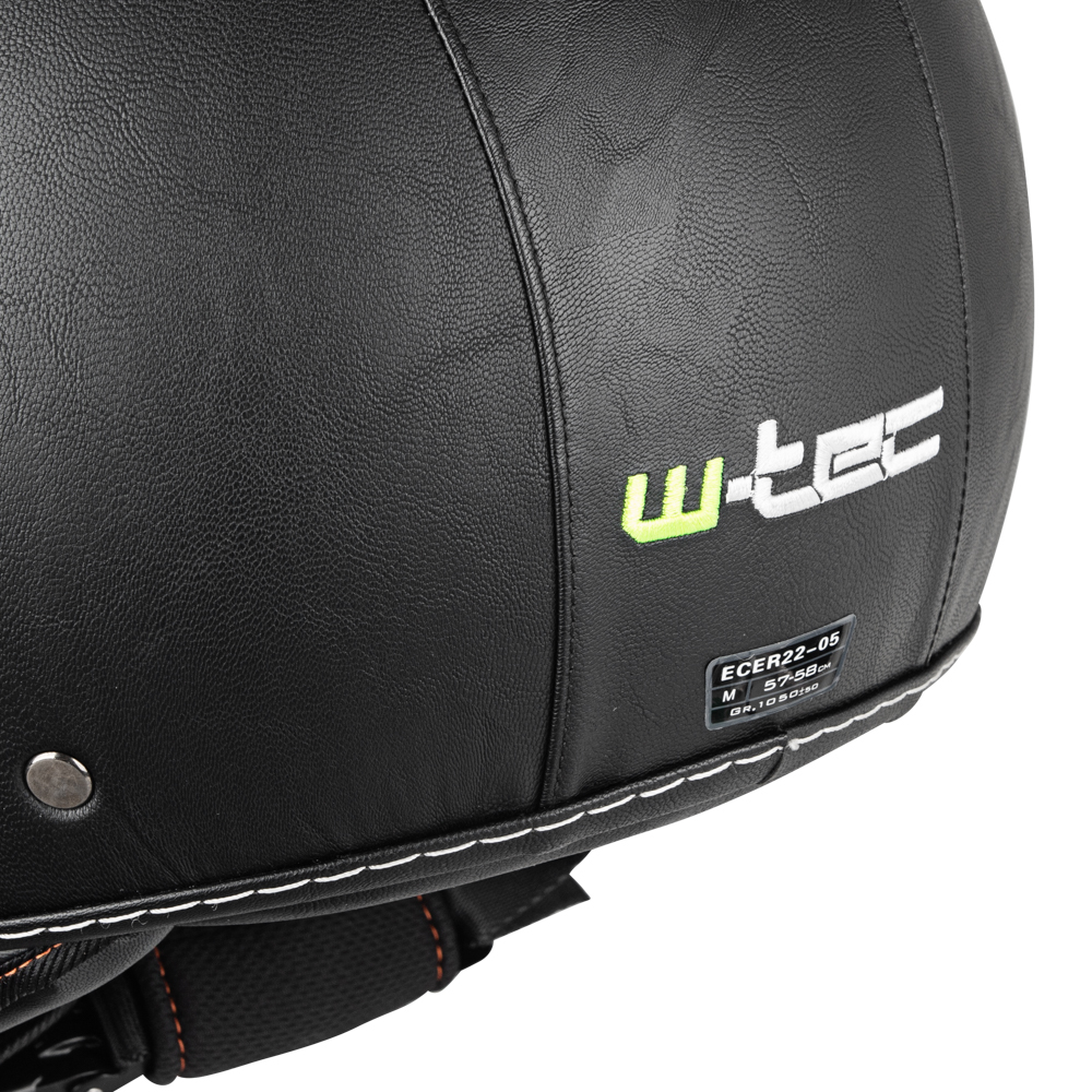Robogó bukósisak W-TEC FS-701LB Leather Black - fekete