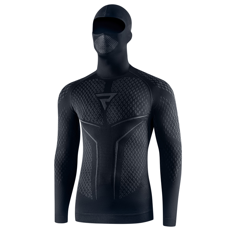 Thermoactive Shirt + Balaclava Rebelhorn Therm II 2-in-1 Long Sleeve -  Black-Grey - inSPORTline
