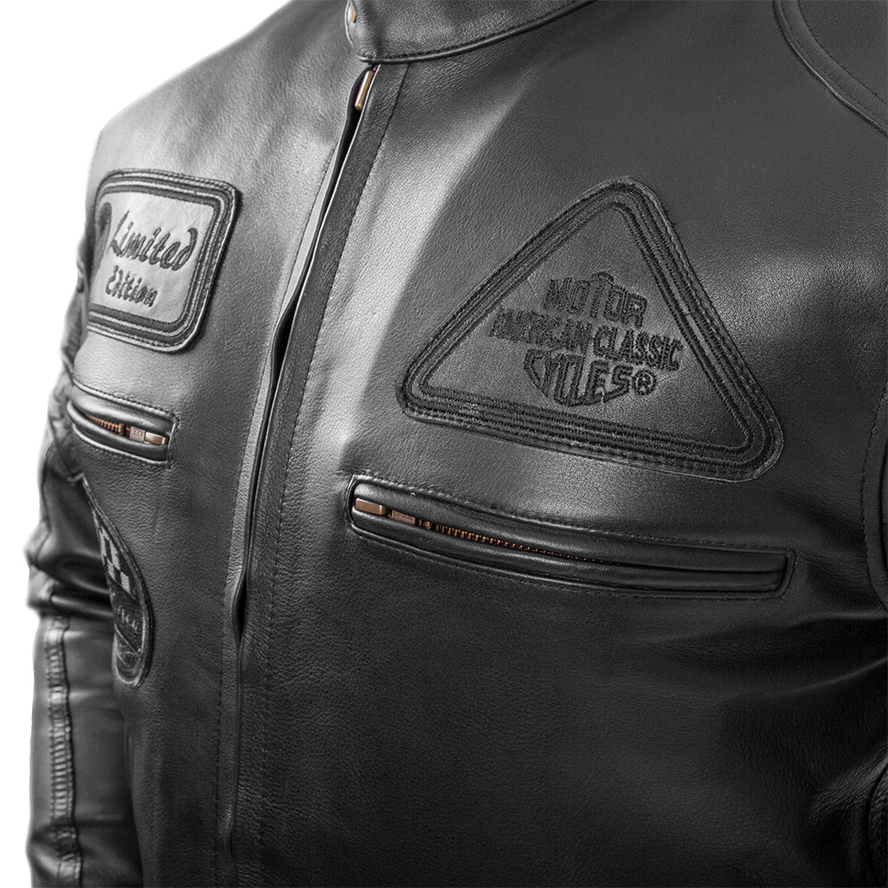 Bőr motoros kabát W-TEC Urban Noir - fekete