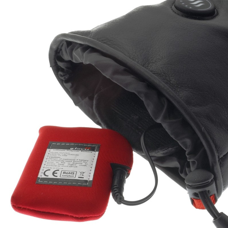 Kožené vyhřívané lyžařské a moto rukavice Glovii GS5 - černá