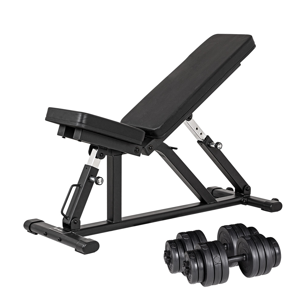Plate Loaded Dumbbell Set w Bench inSPORTline CEM 2 x 20 kg