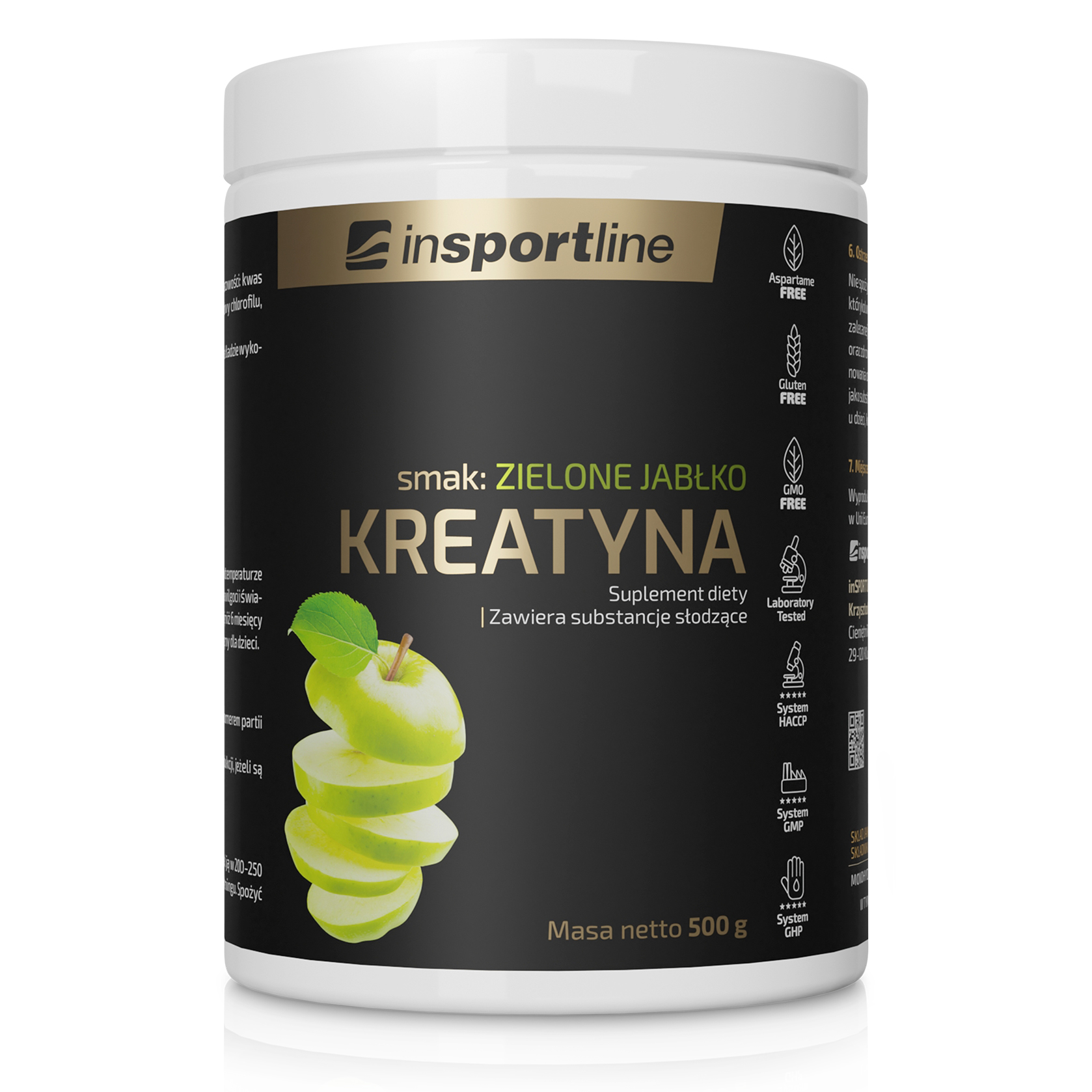Kreatyna inSPORTline PREMIUM Zielone jabłko MONOHYDRAT 500g