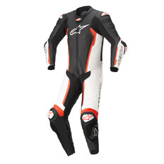 One-Piece Motorcycle Leather Suit Alpinestars Missile 2 Black/White/Fluo Red