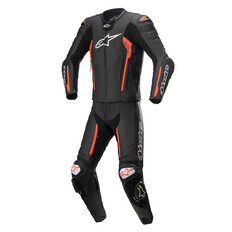 Two-Piece Motorcycle Leather Suit Alpinestars Missile 2 Black/Fluo Red