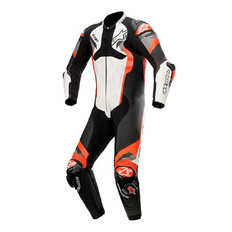 One-Piece Motorcycle Leather Suit Alpinestars Atem 4 White/Black/Fluo Red/Gray