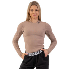Rebrované tričko z organickej bavlny Nebbia 415 - Brown