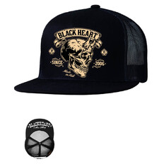 Snapback Hat BLACK HEART Devil Skull Trucker