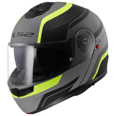 Flip-Up Motorcycle Helmet LS2 FF908 Strobe II Matte Black H-V Yellow