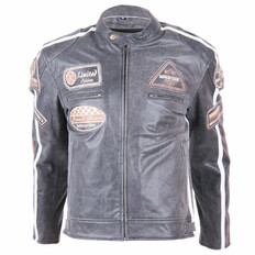 BOS 2058 Vintage Grey Leder Motorradjacke