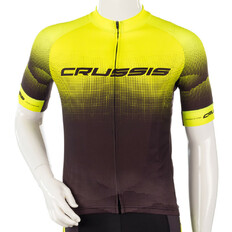 Cyklistický dres s krátkým rukávem Crussis - černá-fluo žlutá