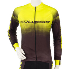 Cyklistický dres s dlhým rukávom Crussis - čierna-fluo žltá