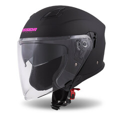 Cassida Jet Tech Schwarz Matt/Pink Logo 2023 Motorradhelm