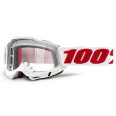 Motocross szemüveg 100% Accuri 2 - Denver fehér-piros, átlátszó plexi