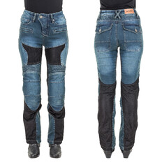 Dámske moto jeansy W-TEC Bolftyna - 2. akosť - modro-čierna