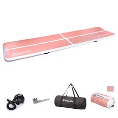 Inflatable Exercise Mat inSPORTline Airstunt 500 x 100 x 10 cm Coral Pink w/ Electric Pump