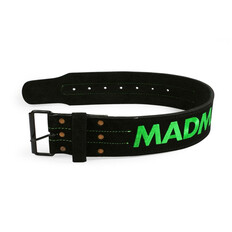 Fitness opasok kožený s karabínou MadMax Suede Prong MFB301 - čierno-zelená