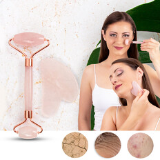 Face Roller & Gua Sha Set inSPORTline Rosado