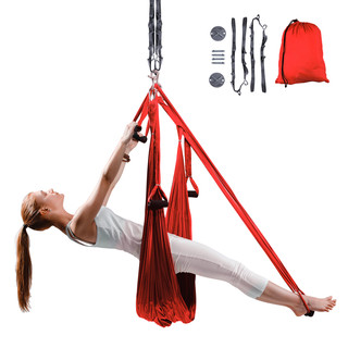Popruhy na aero jogu inSPORTline Hemmok červené s držiakmi a lanami