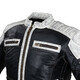 Pánská kožená bunda W-TEC Esbiker - černá s bílými pruhy