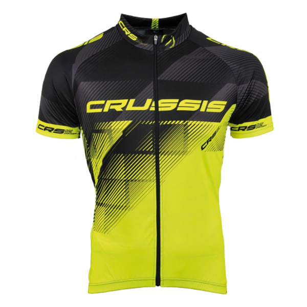 Levně Cyklistický dres Crussis CSW-046 černá-fluo žlutá XS