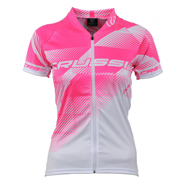 Dámský cyklistický dres Crussis bílo-růžová - S Crussis