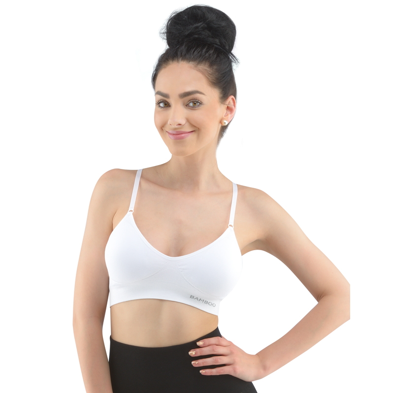 Sportovní podprsenka s vycpávkami EcoBamboo  XL/XXL  bílá