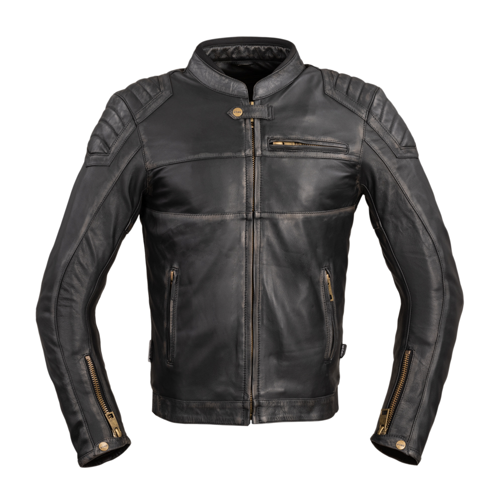 Pánská kožená moto bunda W-TEC Suit vintage černá - XL