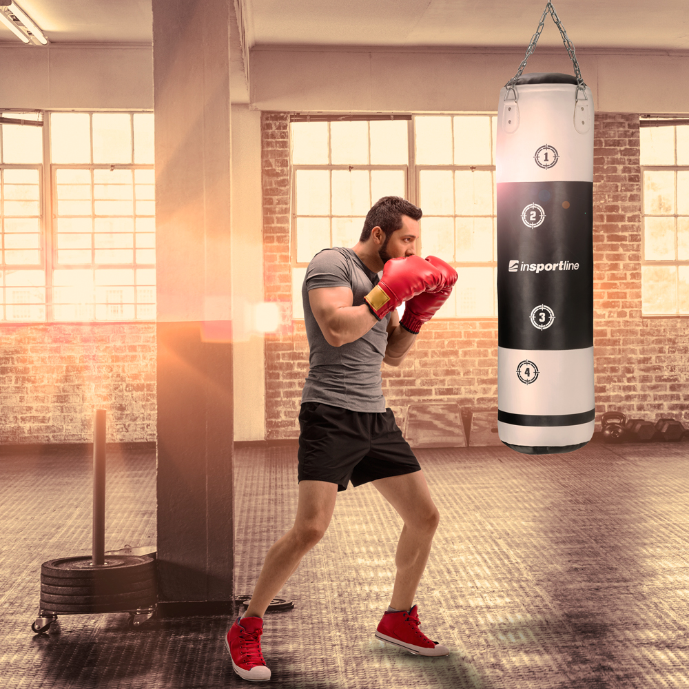 Boxovací pytel inSPORTline Robkin 35x120cm / 33kg černo-bílá (obrázek 3)